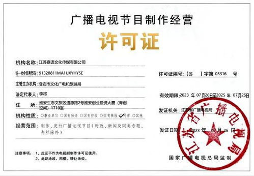 淮安城市網喜獲廣播電視節目制作經營許可證，開啟內容創作新篇章